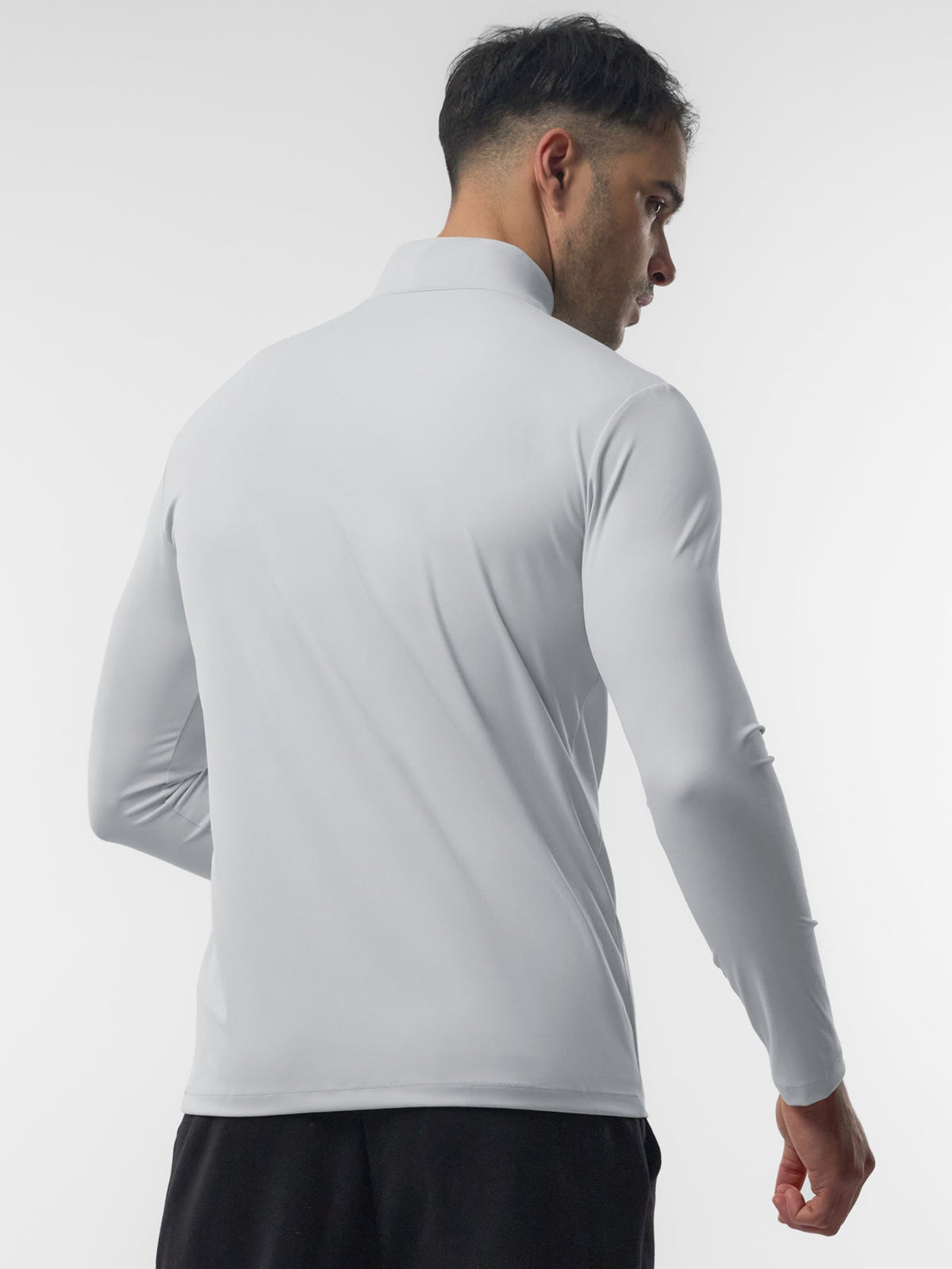 SmoothBlend Slim Fit Half Zip Mock Neck Tee: Zip Contrast Color